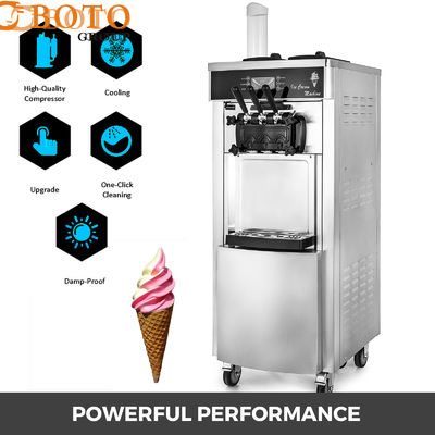 Auto Refrigerated Ice Cream Maker 3 Flavors 28L Capacity Each Hour Commercial Soft Ice Cream