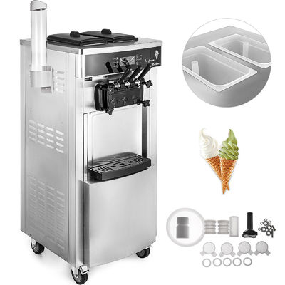 Auto Refrigerated Ice Cream Maker 3 Flavors 28L Capacity Each Hour Commercial Soft Ice Cream