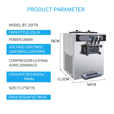 Small Size Three Flavors Table Top Soft Ice Cream Machine 6236 CE ETL Approved