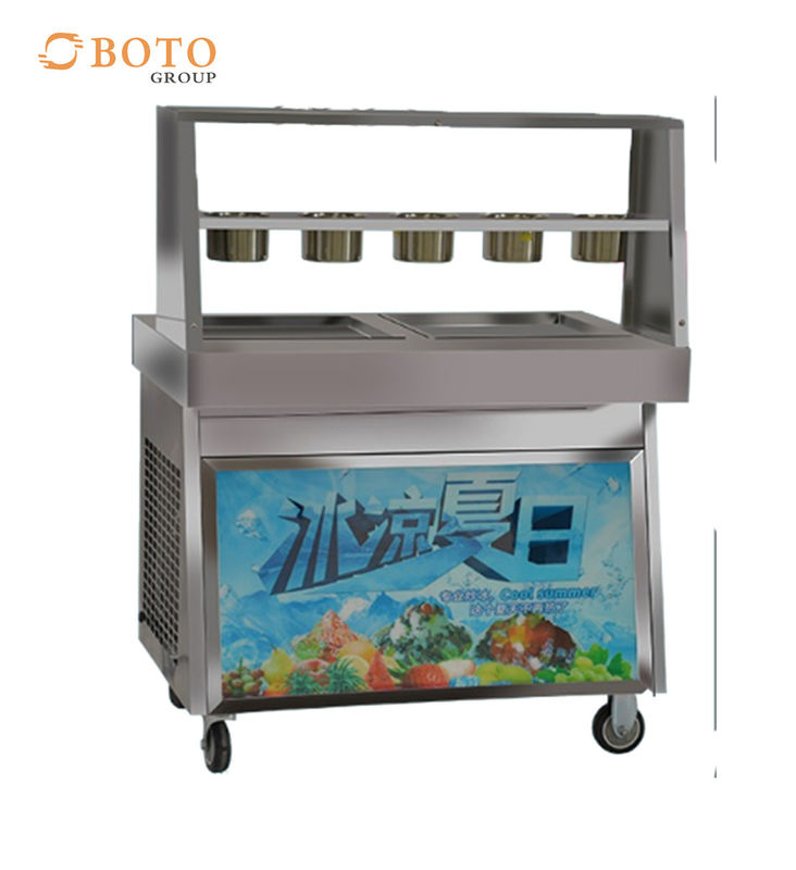 Commercial Catering Stainless Steel Material Freeze Table Double Flat Pan Fry Ice Cream Roll Machine