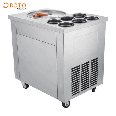 Frozen Commercial Ice Cream Frying Machine With 2 Flat Pans And Imported Compressor Stainless Steel Fried Ice Cream Roll